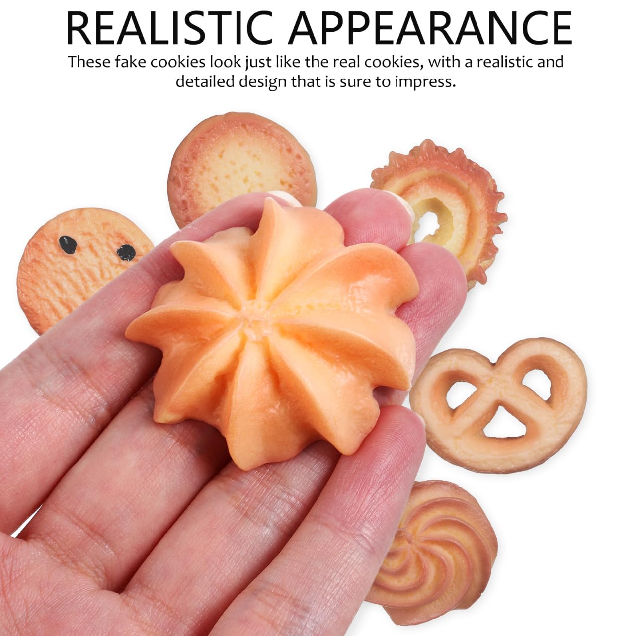 Toyvian 6 Pcs Realistic Fake Cookies Artificial Biscuits Mini Pretend Food Ornaments for Party Home Decor Photo Props Play Food Accessories - Image 3