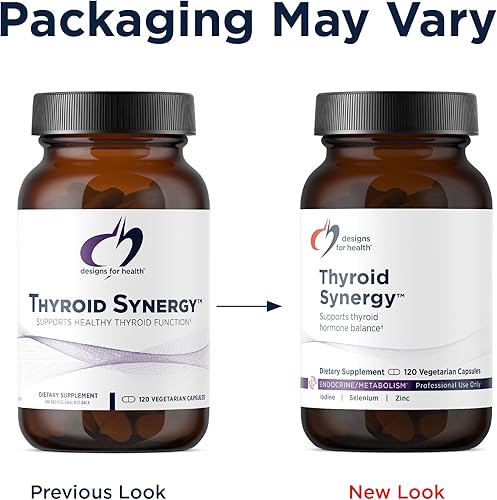 Miniatura 4 de Designs for Health Thyroid Synergy - Suplemento de apoyo tiroideo con yodo, ginseng americano, selenio, zinc + manganeso, vitaminas veganas para la