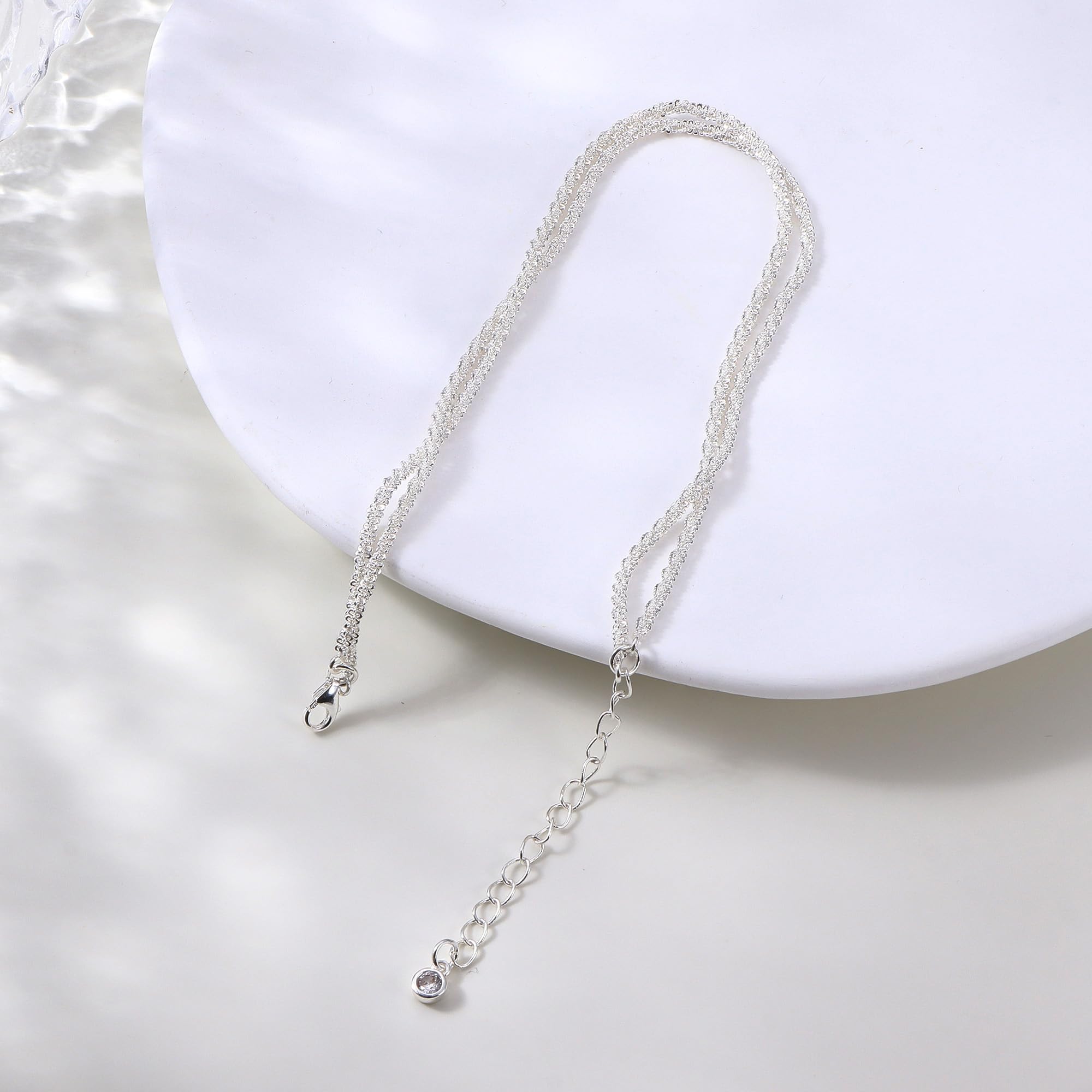 YADOCA Cavigliera Donna Argento 925 Impermeabile Regolabile Cavigliera Argento 925 Donna Cuore Perline CZ Cavigliere Donna
