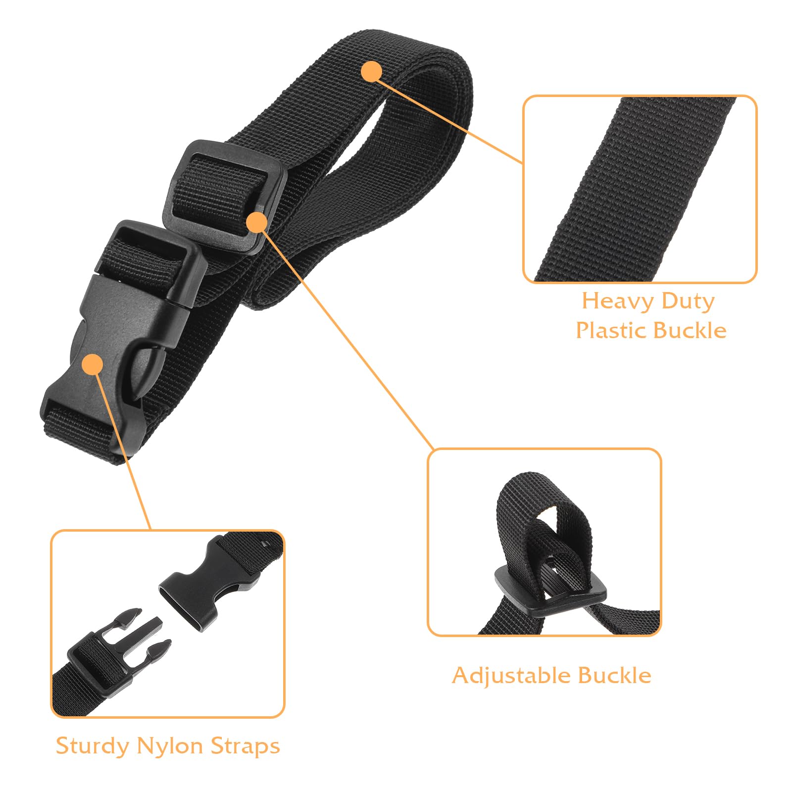 4 Sangles Nylon Avec Boucles Rapides Oruola - Pour Sac à Dos, Tente Ou Bagages