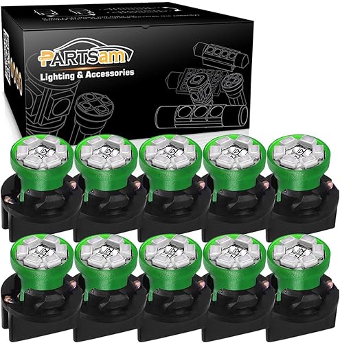 10 bombillas LED de Partsam, color blanco, azul, rojo, PC168 194 W5W 2825, con bloqueo giratorio, Verde