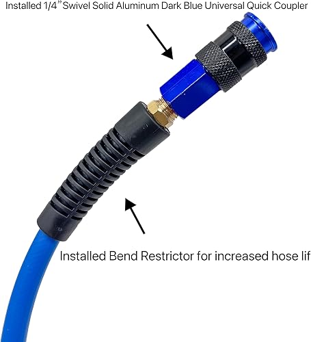 Miniatura 3 de Manguera de aire híbrida de 1/4 pulgadas x 10 pies, manguera de compresor de aire de 300 PSI resistente, flexibilidad para todo tipo de clima
