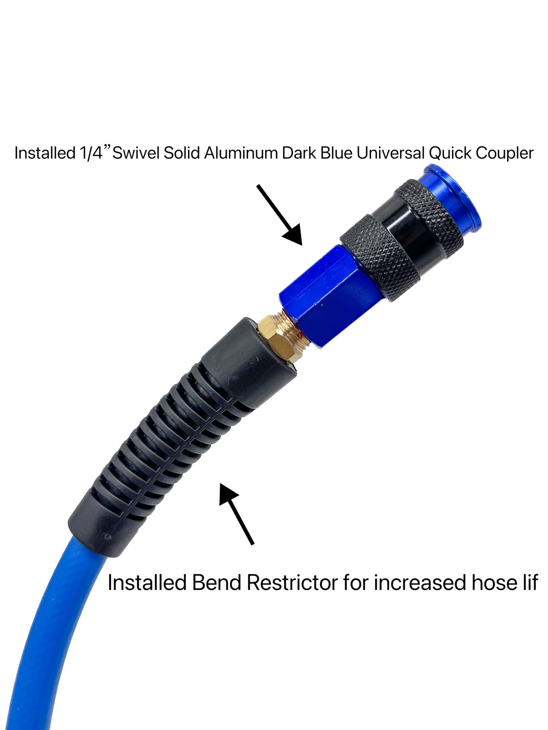 SYXQT Hybrid Air Hose 25FT, 1/4-Inch, 300 PSI Heavy Duty - Lightweight, Kink Resistant, All-Weather With Industrial Fittings & Bend Restrictors, Yellow