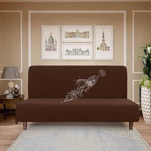 Vista 102 de Easy-Going Funda 100% impermeable para futón, con impermeabilidad doble para futón, funda de sofá jacquard elástica, protector de muebles a prueba