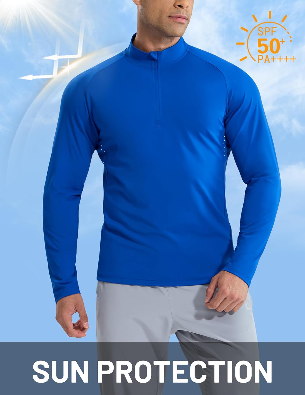 MIER Dry Fit Quarter Zip Pullover for Men, Long Sleeve 1/4 Zip Lightweight Golf Athletic Fishing Shirts (Sun Protection) - Image 4