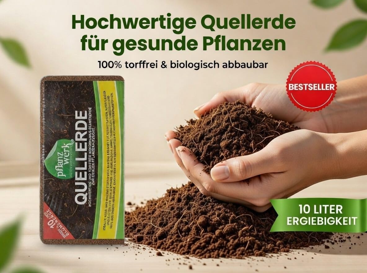 PFLANZWERK® Pflanzkübel Quellerde Blumenerde Pflanzerde 600 Liter *100% Bio* *100% TORFFREI* - Premium MARKENQUALITÄT -