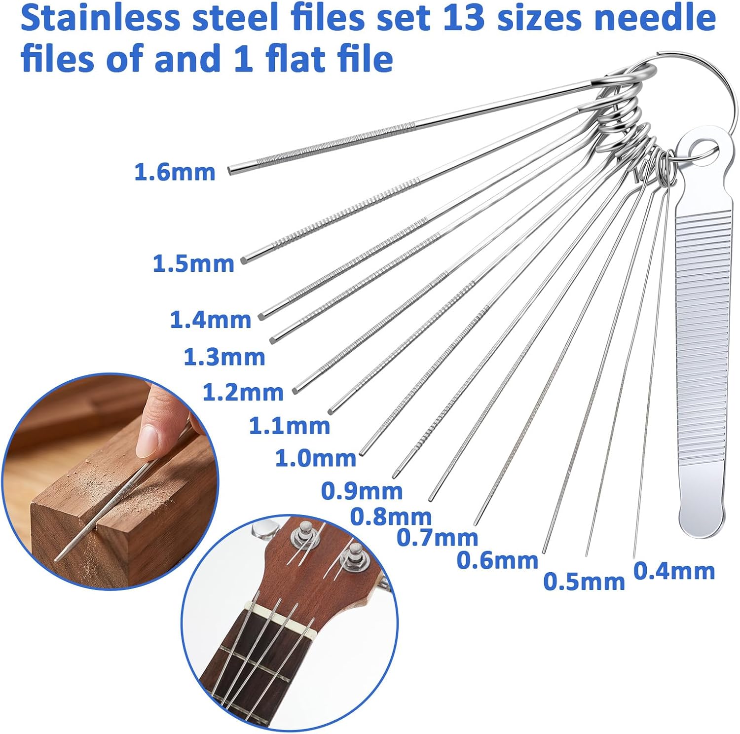 13 Needles Guitar Nut Files Flat Nut Slotting Files Bridge Saddle Nuts File