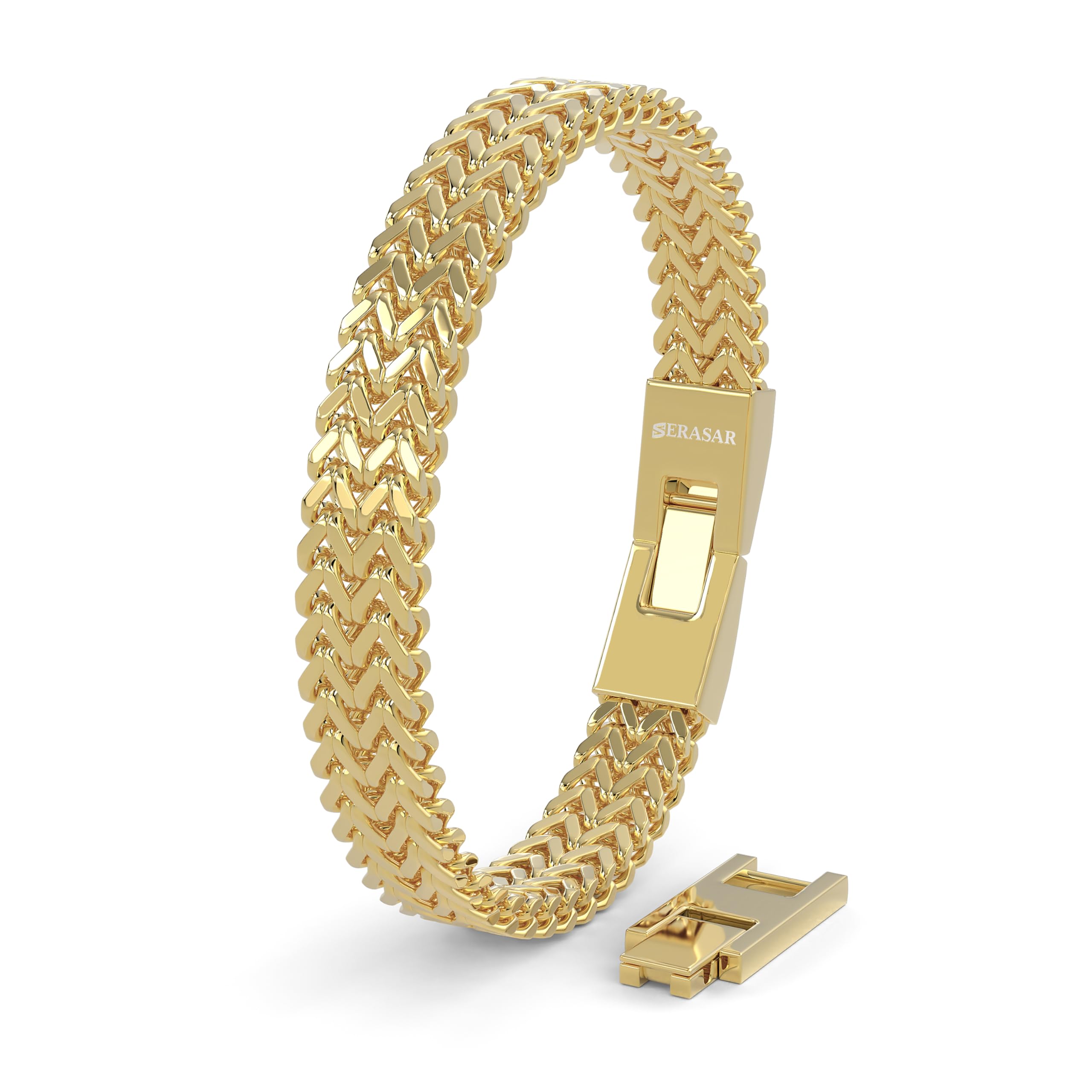 SERASAR | Pulsera de Acero Inoxidable Premium Para Hombre | Acero Quirúrgico 316L | Impermeable | Cierre de Seguridad | Tres Colores | Incluye Joyero