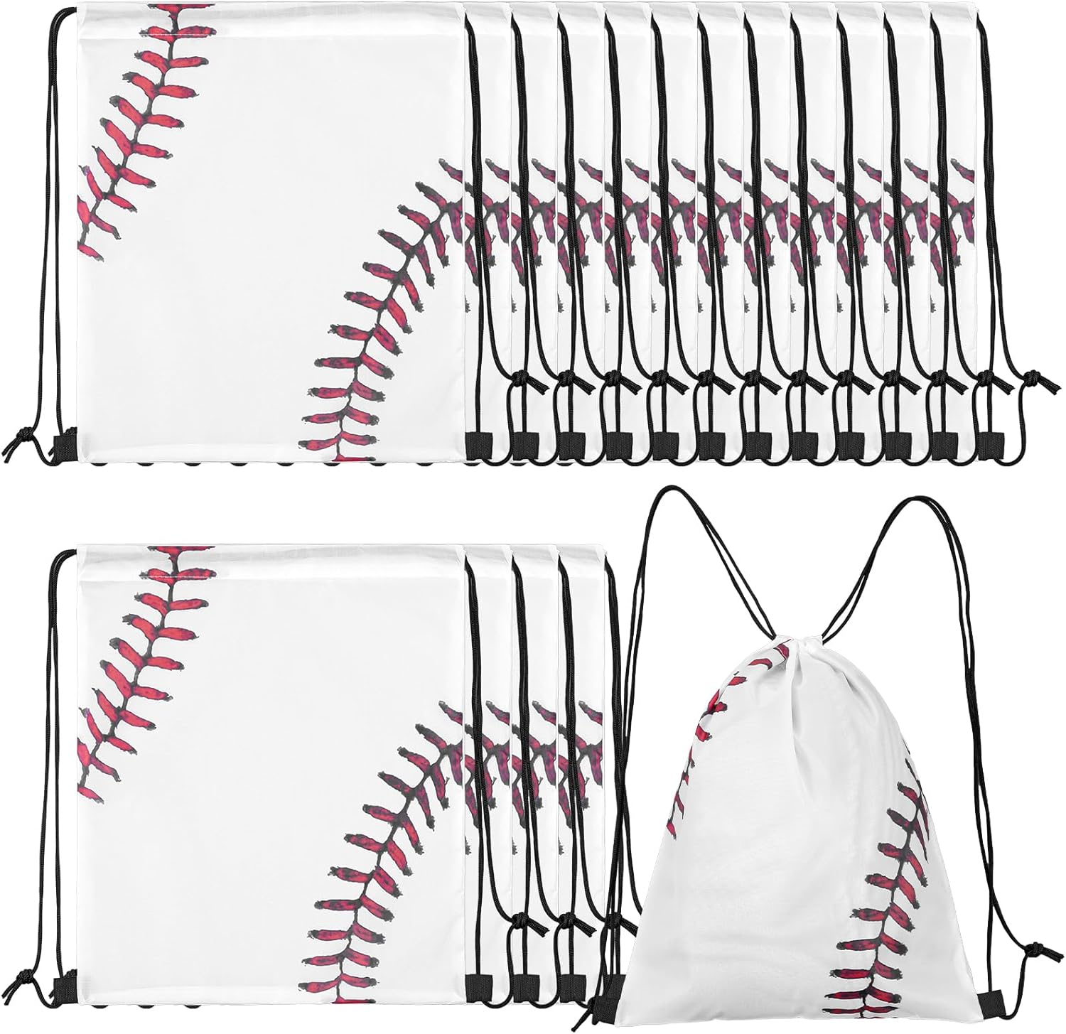 16 PCS Baseball Drawstring String Bag, 13.4"x15.7" Baseball Goodie Bags Lightweight Baseballs Drawstring Backpack Bag Drawstrings Gym Bages for Team Sport Ball Theme Birthday Party Supplies - Image 6