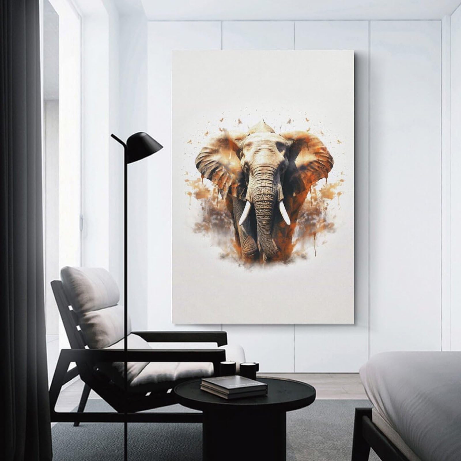 Junmoney Unframe-Style-18 Canvas Art Print Elephant, 12X18inch(30X45cm), For Contemporary Homes, Apartments Or Offices, Decorative Canvas Decor For Home Updates