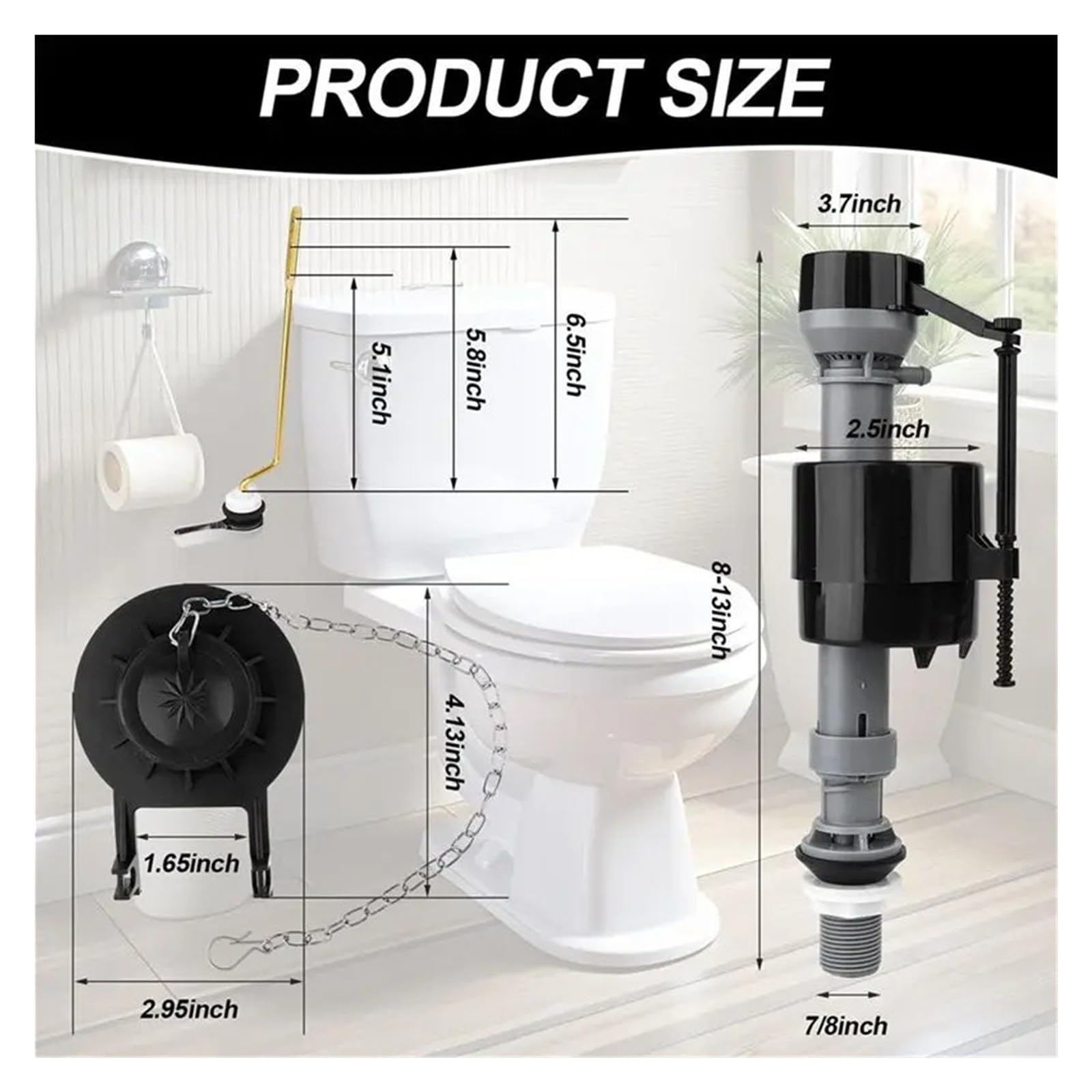 Galleggiante Cassetta Wc Kit di riparazione universale for WC con scarico | Set di sostituzione della maniglia della valvola di riempimento