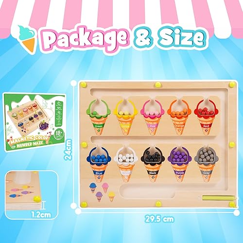 Miniatura 5 de Laberinto magnético de color y números, juguetes Montessori educativos para niños de 2, 3, 4, 5 años, reconocimiento magnético de color y número de