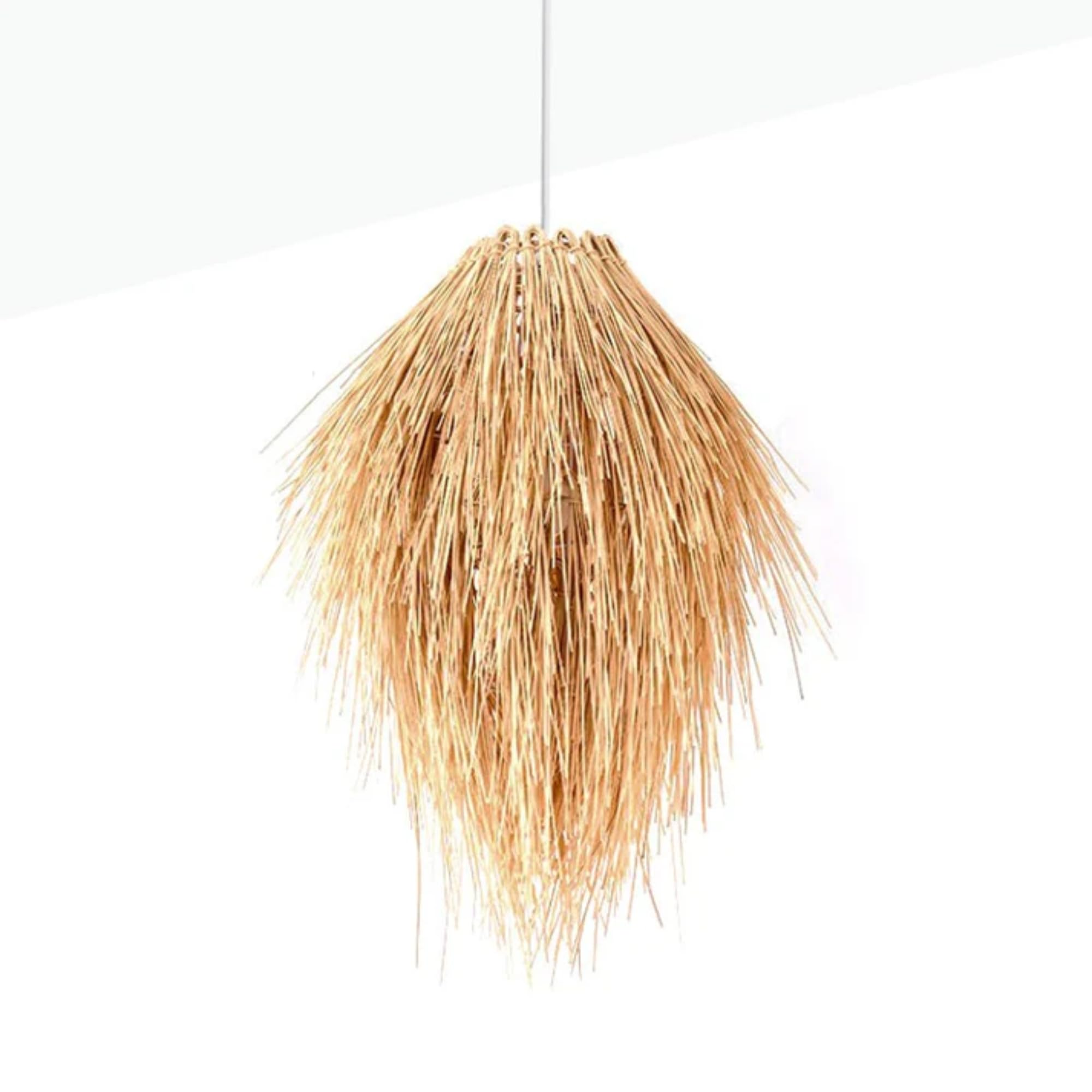 B·LED BARCELONA LED Lámpara Colgante de Techo Mimbre Natural Nido Rústico Nórdico Pantalla Ratán Bambú Madera E27 para Comedor Salón Cocina