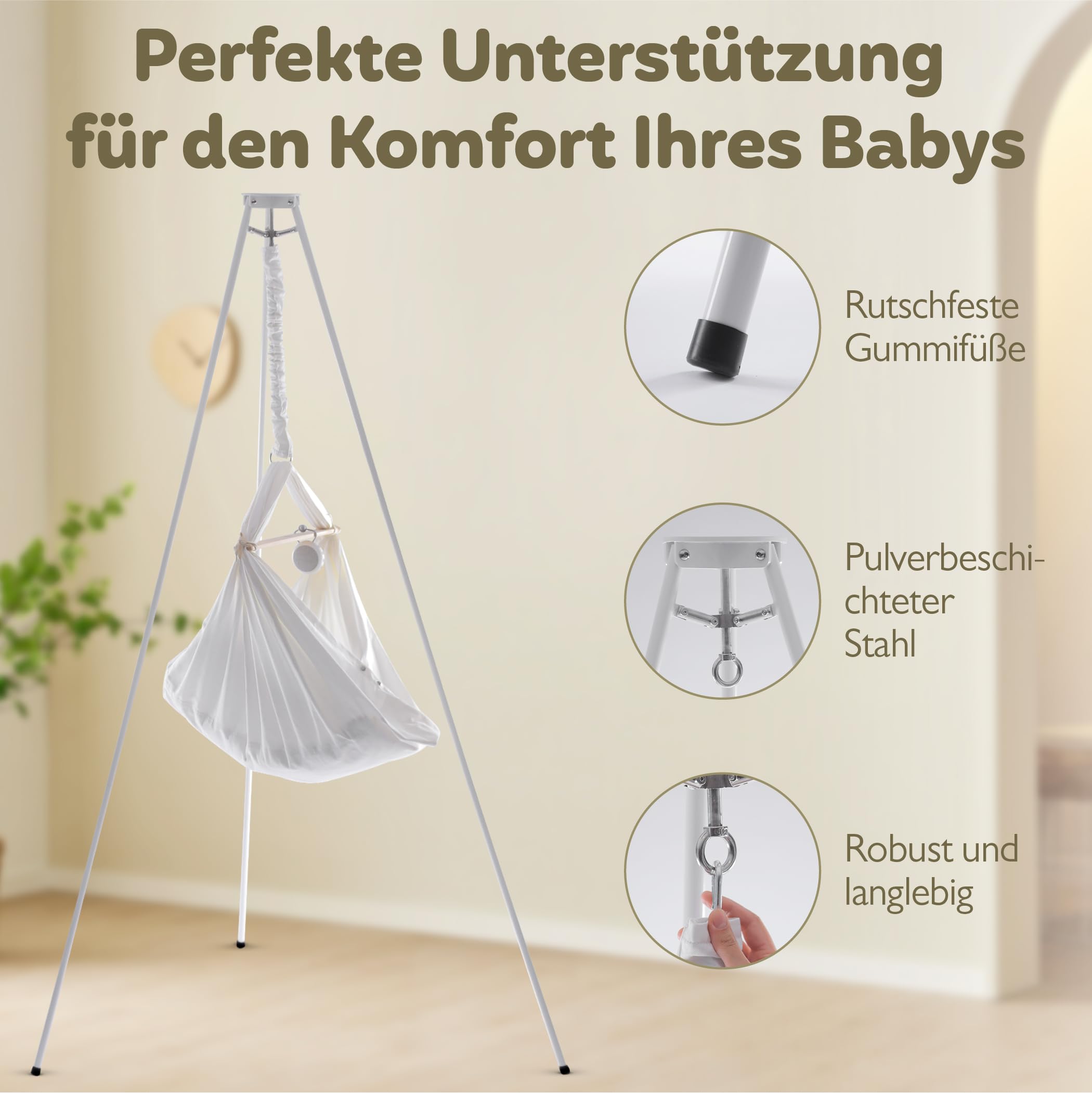 MALARA Support à ressort pour hamac de bébé, cadre de hamac pour bébé, cadre stable et durable, spécialement conçu pour accrocher des berceaux à ressort.