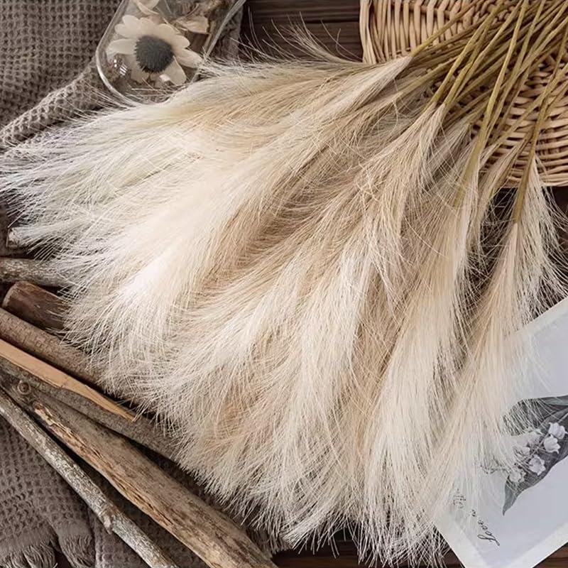 Pampas Grass Large 10pcs Reed Pampas Grass Simulation Fluffy Decor miniatura 6