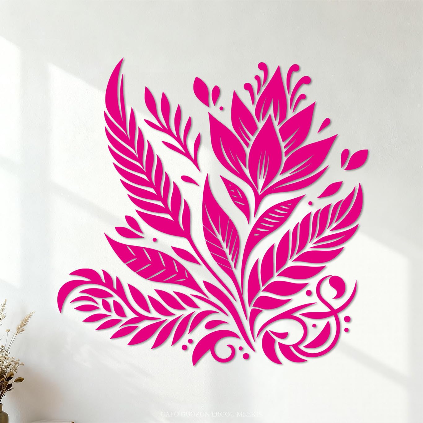 Elegant Floral Pattern with Leaves Flowers and Wall Stickers 67.2x67.5cm Wall beautification Rosered โ image 1