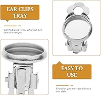 Vista 7 de Exceart 50 piezas de aretes de cabujón con clip para hacer joyas y manualidades de bricolaje, color plateado, 0.315 in