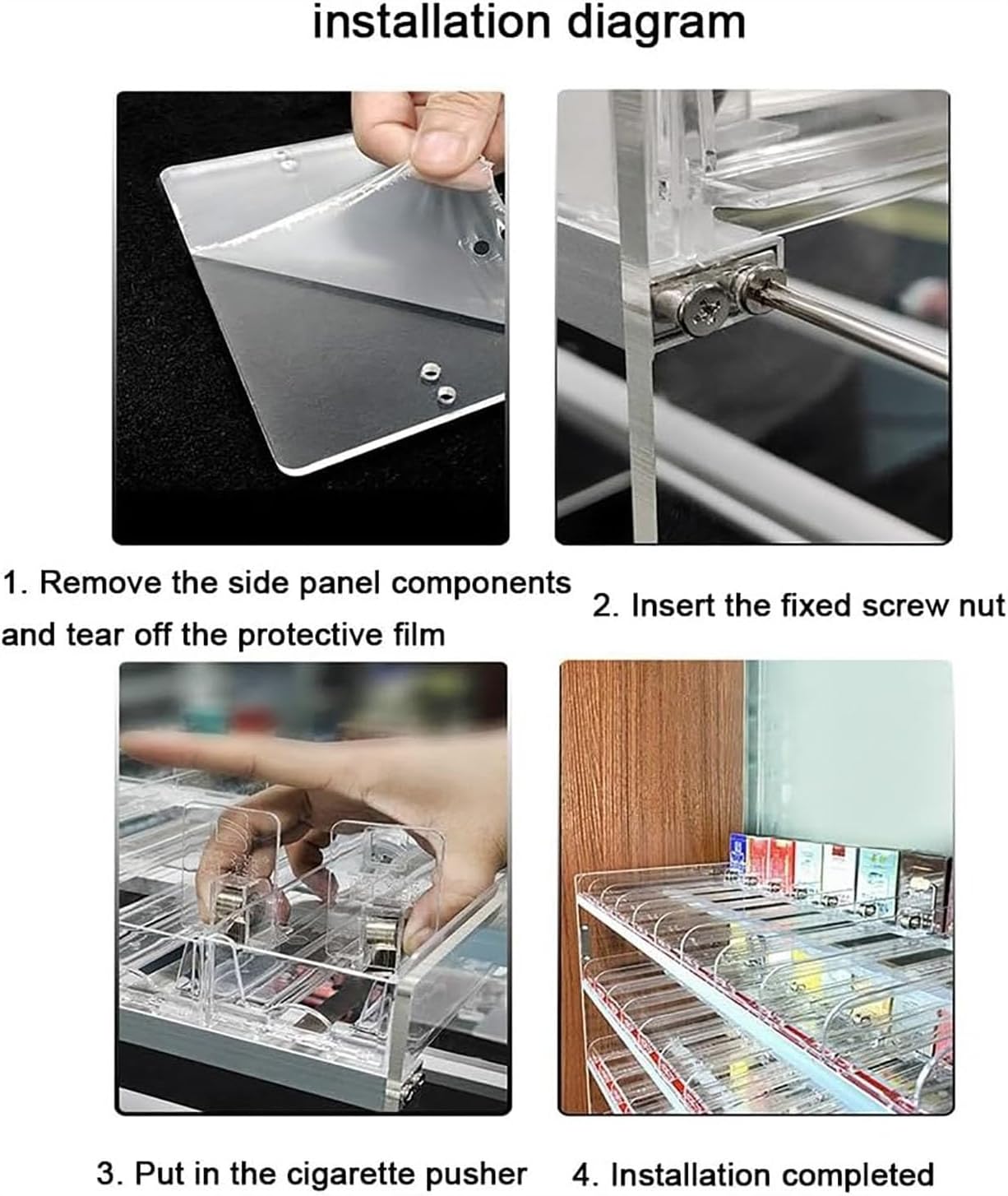 Store Display Shelves, Rectangular Cigarette Case Holder, Auto Cigarette Pushers,Cigarette Display Holder, Wall Mounted Cigarette Rack (Color : Clear, Size : 92x27x65cm) (Size : 6Tier-86x27x80cm)