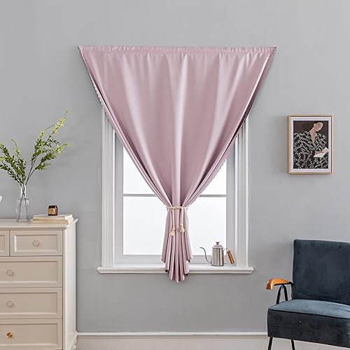 indistar Cortinas opacas pequeñas portátiles para cocina, dormitorio, cortinas autoadhesivas aisladas térmicas, 1 panel (rosa, 35 pulgadas de ancho