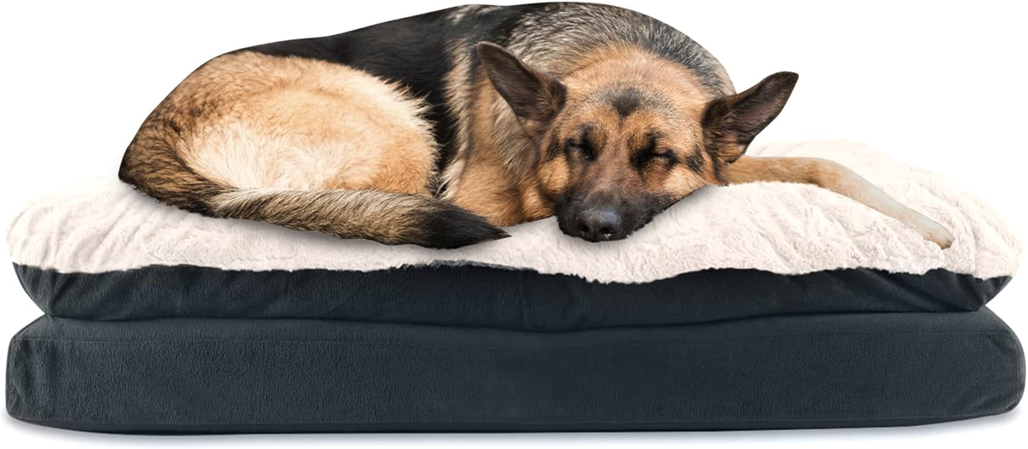 arlee pillow topper rectangle pet dog bed - orthopedic therapeutic - assembled usa, large/extra large, blue blue extra large