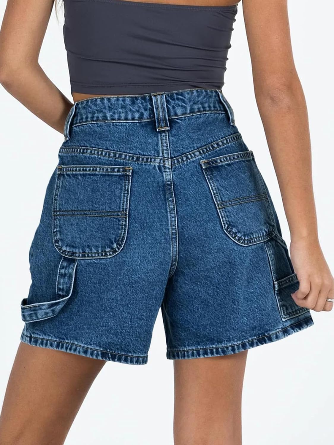 Kedera Womens High Waisted Boxy Denim Shorts Summer 2025 Casual Button Down Baggy Jean Shorts with Pockets - Image 3