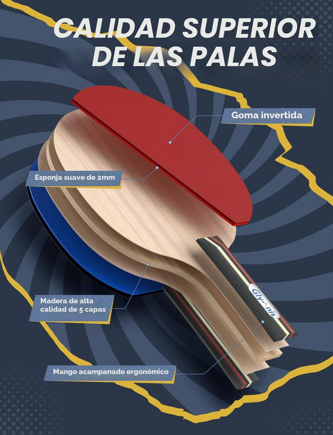 Glymnis Juego de Tenis de Mesa portátil con Red retráctil, Bates y Pelotas de Ping Pong de 3 Estrellas, Bolsa de Almacenamiento, Kit Todo en uno Premium