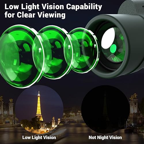 Miniatura 19 de Telescopio monocular de alta potencia de 8 x 42 para adultos, óptica de alta definición, compacto y portátil, enfoque con una sola mano, amplio Negro