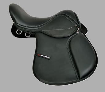 Synthetic Leather General Purpose Comfortable Horse Saddle 16 Inch Cushioned Seat Black