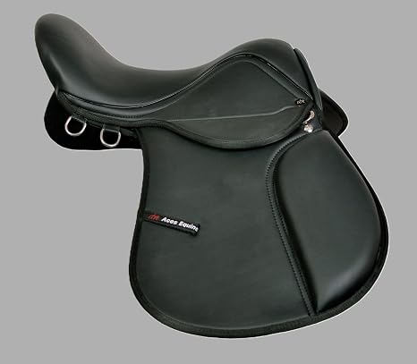 Synthetic Leather General Purpose Comfortable Horse Saddle 16 Inch Cushioned Seat Black