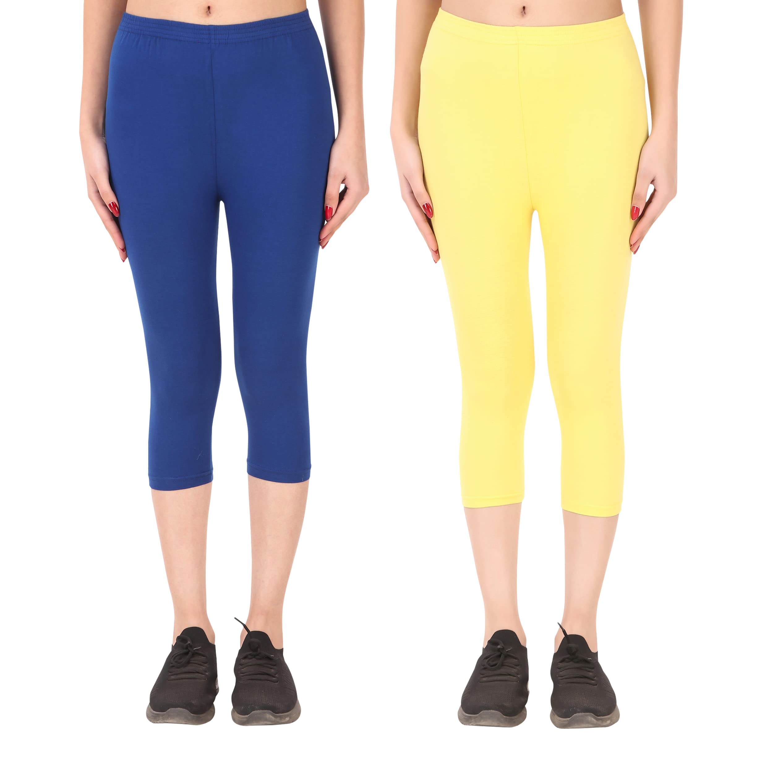 ayvina 100% Pure Cotton Lycra Capri for Women |Women 3/4th Cotton Plain Capri-picture-11