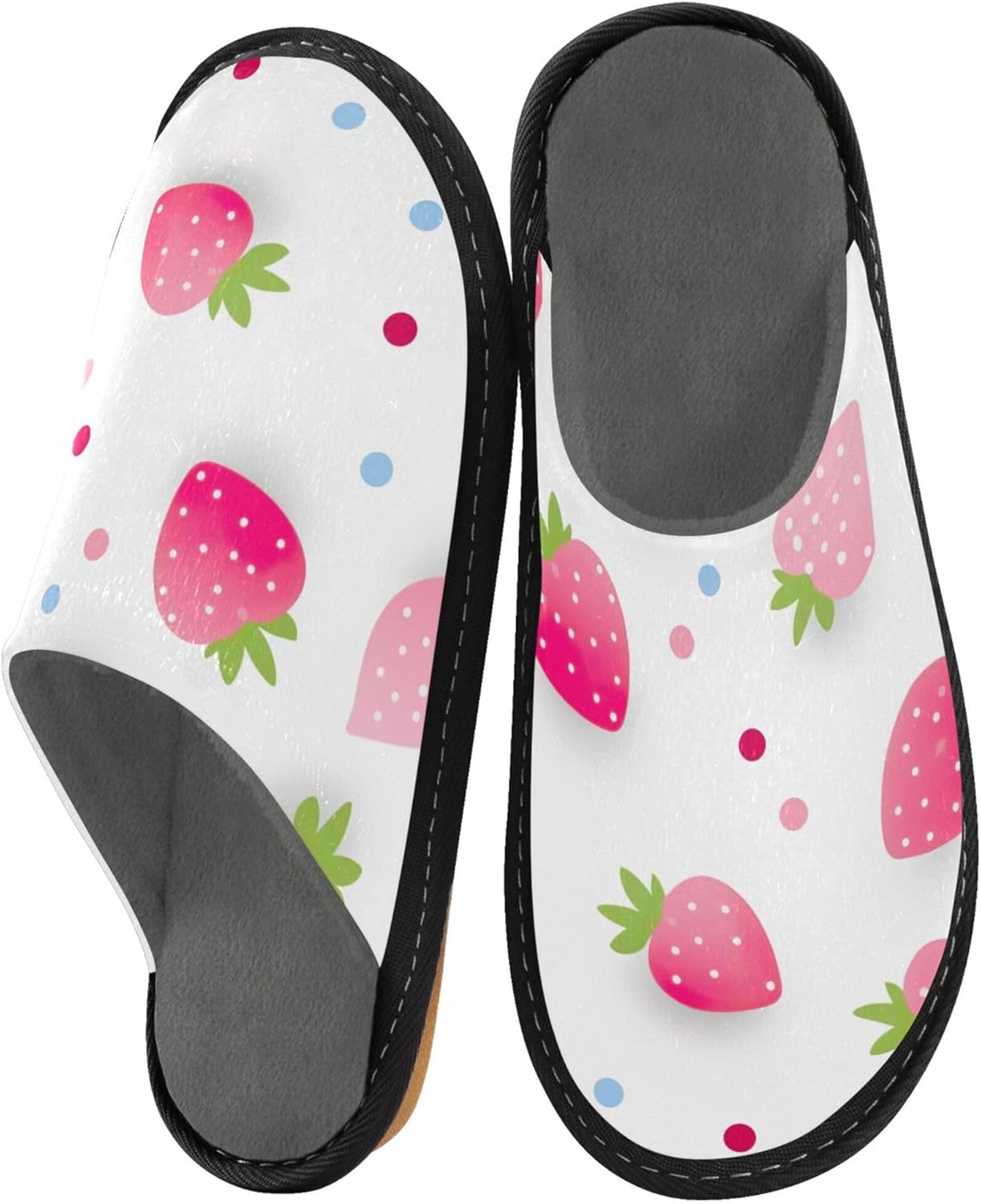 Strawberry Fruit House Slippers – Cozy Fuzzy Slippers for Guests, Washable & Disposable, Perfect for Shoeless Home, Spa & Hotel Use A110352