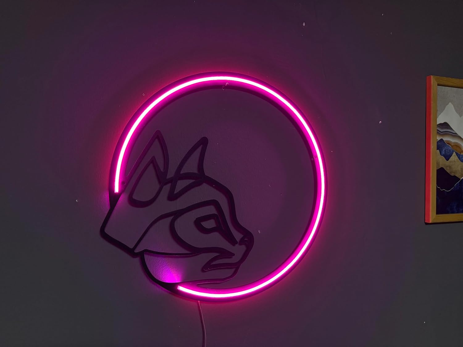 Kitty and The Moon Wall Art, Neon Metal Wall Art, Cat Wall Sign, Kitty Wall Decor, LED Light Decor, Home Office Hotel Pub Bar Cafe Wall Decor (Without Remote Control)