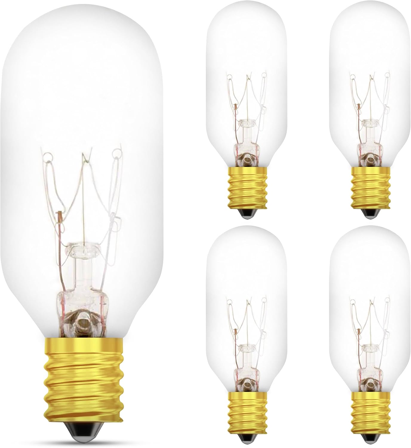 T8 Warm White Incandescent Light Bulb (5-Pack) E12 Candelabra Base | 25W Dimmable Lights with 190L | Perfect Choice for Commercial, Industrial & Residential Use | Pack of 5