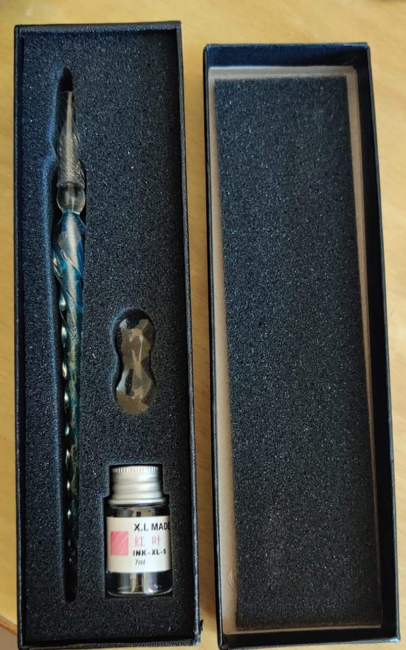 MentorKids Vintage Handmade Glass Sign Pen Elegant Crystal Dip Gift Craft with Gift Box