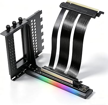 PCIe X16 GEN5 Right Angle Riser Cable with PCIe 4.0 & 5.0 GPU Vertical Mounting Bracket for RTX4090, RTX5090D, RX7900XT, RX9070 ATX 16cm GEN5 Black Bracket V3