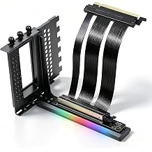 PCIe X16 GEN5 Right Angle Riser Cable PCIe 4.0 and 5.0 with GPU Vertical Mount Bracket for RTX4090,RTX5090D, RX7900XT, RX9070 ATX 16cm GEN5 Black Bracket V3