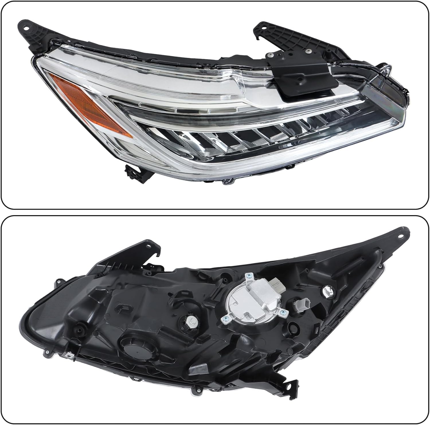 WFLNHB 1PC Replacement for Accord 2016 2017 Right Side Headlight Headlamp Assembly with DRL Chrome Housing 33100T2AA32
