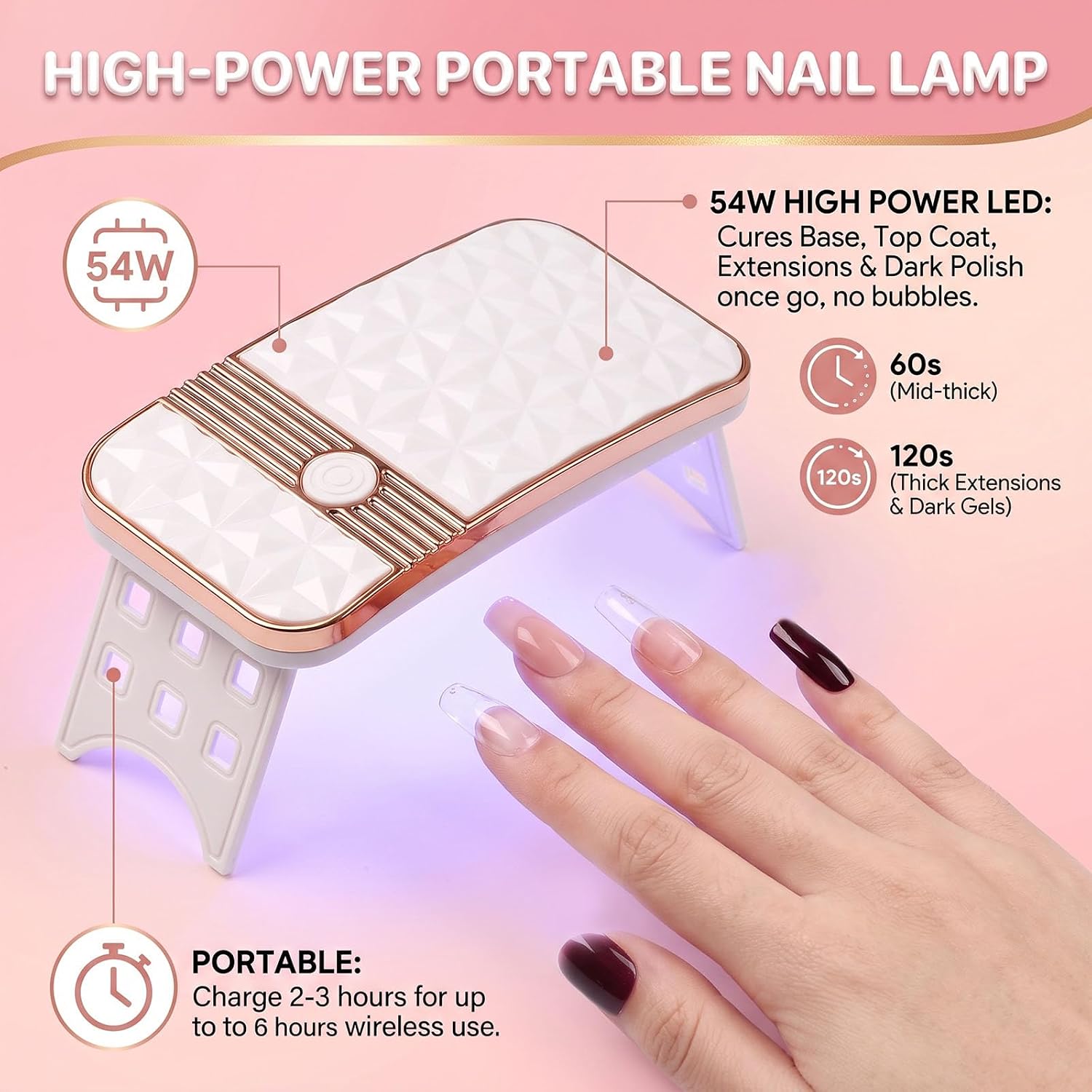 Glow and Go Nail Glue - 10g Nail Glue for Press Ons, Solid Nail Glue Gel for Nails, LED Lamp for Acrylic Nails Tips (10g and lamp)
