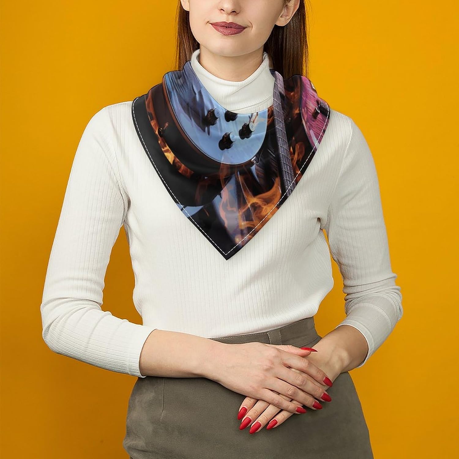 Magic Electric Guitar Music Neck Scarf for Women Silk Like Head Scarf image 5