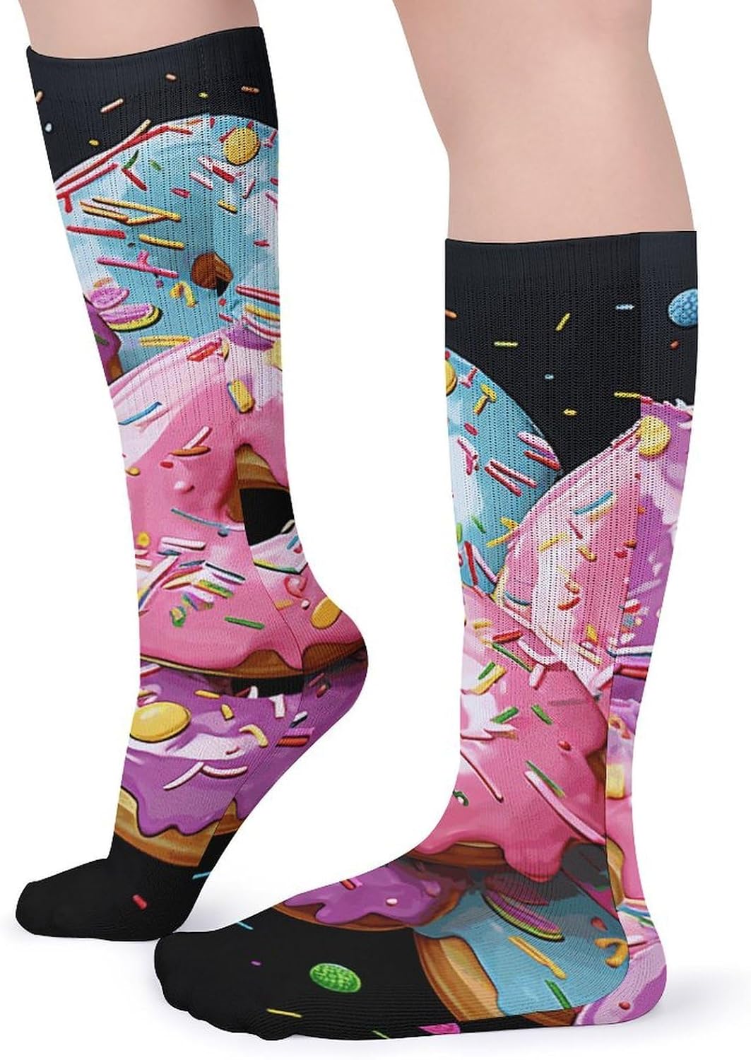 5 Pairs Knee High Socks Donut Long Tube Boot Seamless Toe