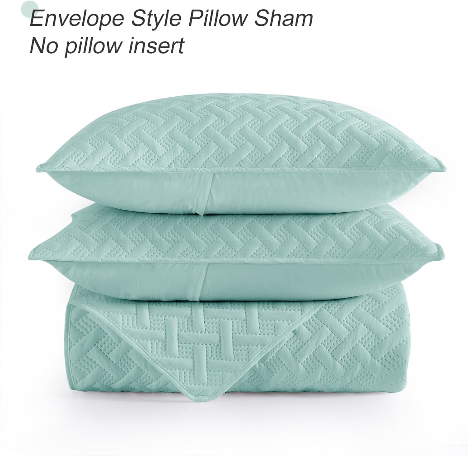 Exclusivo Mezcla Soft Quilt Set Queen Full Size, 3 Pieces Lightweight Quilts Aqua Bedspreads Coverlets Bedding Set for All Seasons, Weave Pattern - Image 7