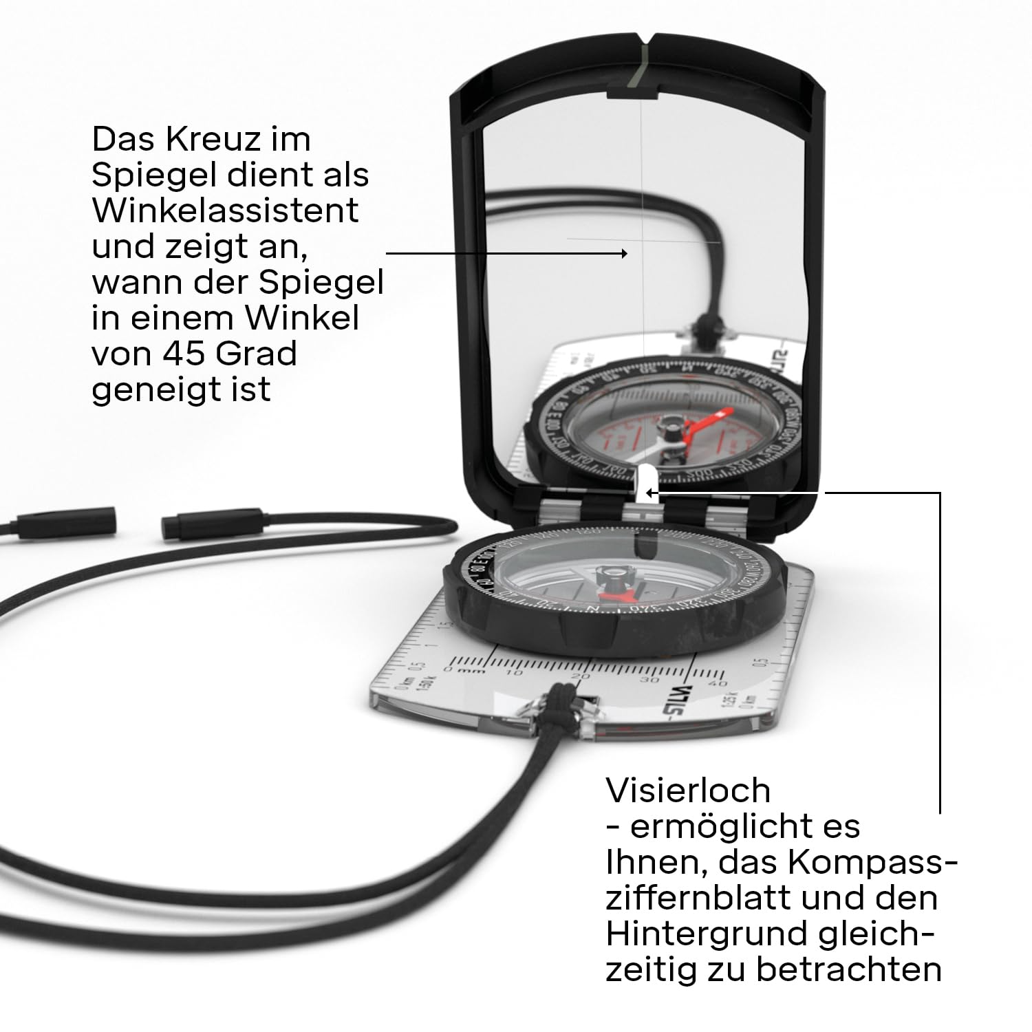 Silva Kompass Outdoor - Spiegelkompass Ranger S Black - Peilkompass für Lange Entfernungen - Marschkompass Drehbarem Kompassgehäuse - Skala 1:25k & 1:50k - Kompass Militär Wanderkompass Sichtkompass