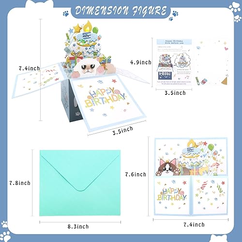 Miniatura 5 de DTESL Tarjetas de cumpleaños divertidas 3D desplegables, tarjeta de cumpleaños de gato persa 3D para mujeres, tarjetas de felicitación de mamá o