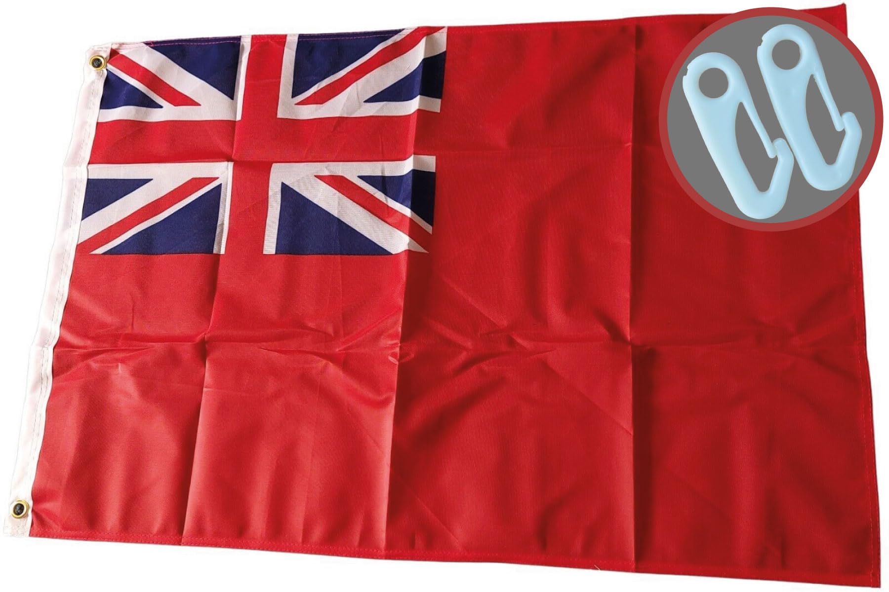 NWFlags 3ft x 2ft Red Ensign Flag + 2 Clips | Outdoor Heavy 110d Knitted Polyester | 3x2 Merchant Navy Flag for Flagpoles