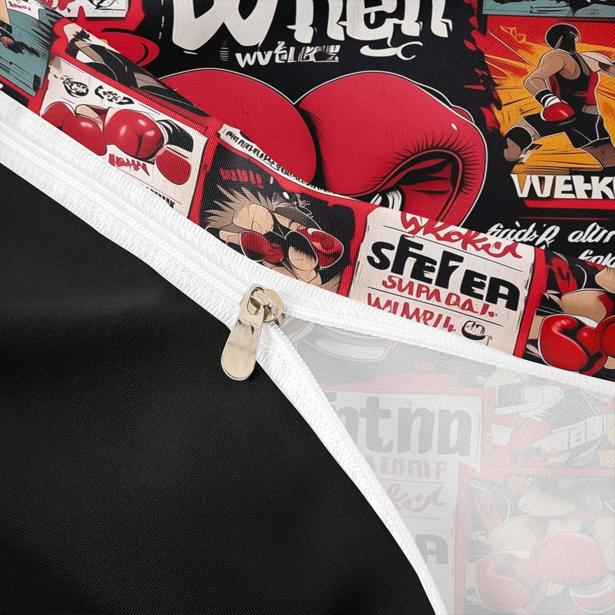 Homewish Rękawice bokserskie super king poszewka na kołdrę patchworkowy zestaw pościeli dla dorosłych nastolatków kobiet retro boks tematyczny plakat styl poszwa na kołdrę bokser czasopisma wycinki