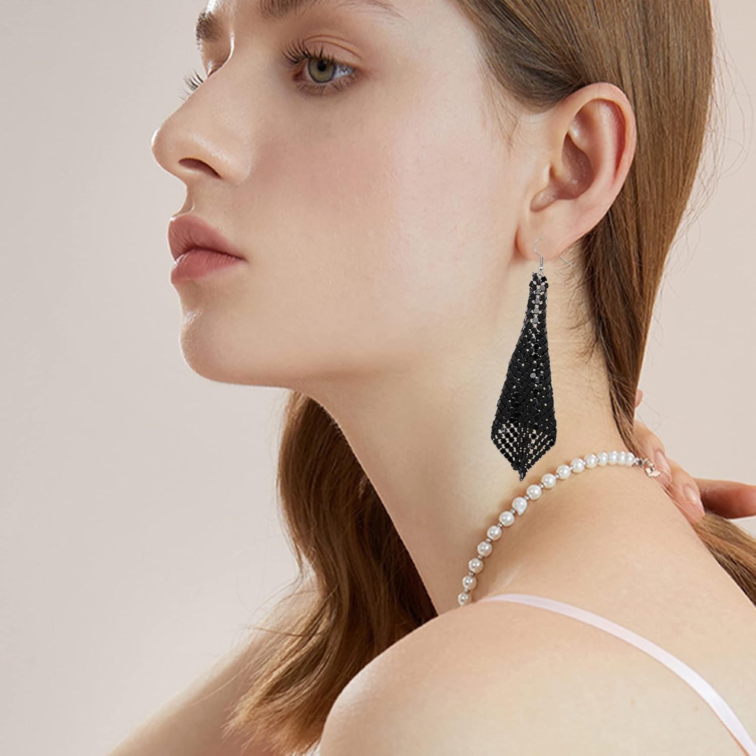 Lightweight Sequin Dangle Earrings Metal Mesh Grid Tassel Drop Colorful Sequin Earrings for Women Disco Party Bar - Image 7