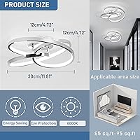 Vista 5 de Lámparas de Techo LED, 36W Lámpara de Techo LED Moderna de Montaje al Ras, Blanco Frío 6000K Luces de Techo Cercanas al Techo para Pasillo
