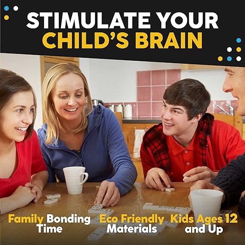 Miniatura 4 de Toysery Juego de dominó doble de 6 con puntos de colores. Juego de 28 piezas de dominó blancos para niños con estuche de estaño. Juego educativo