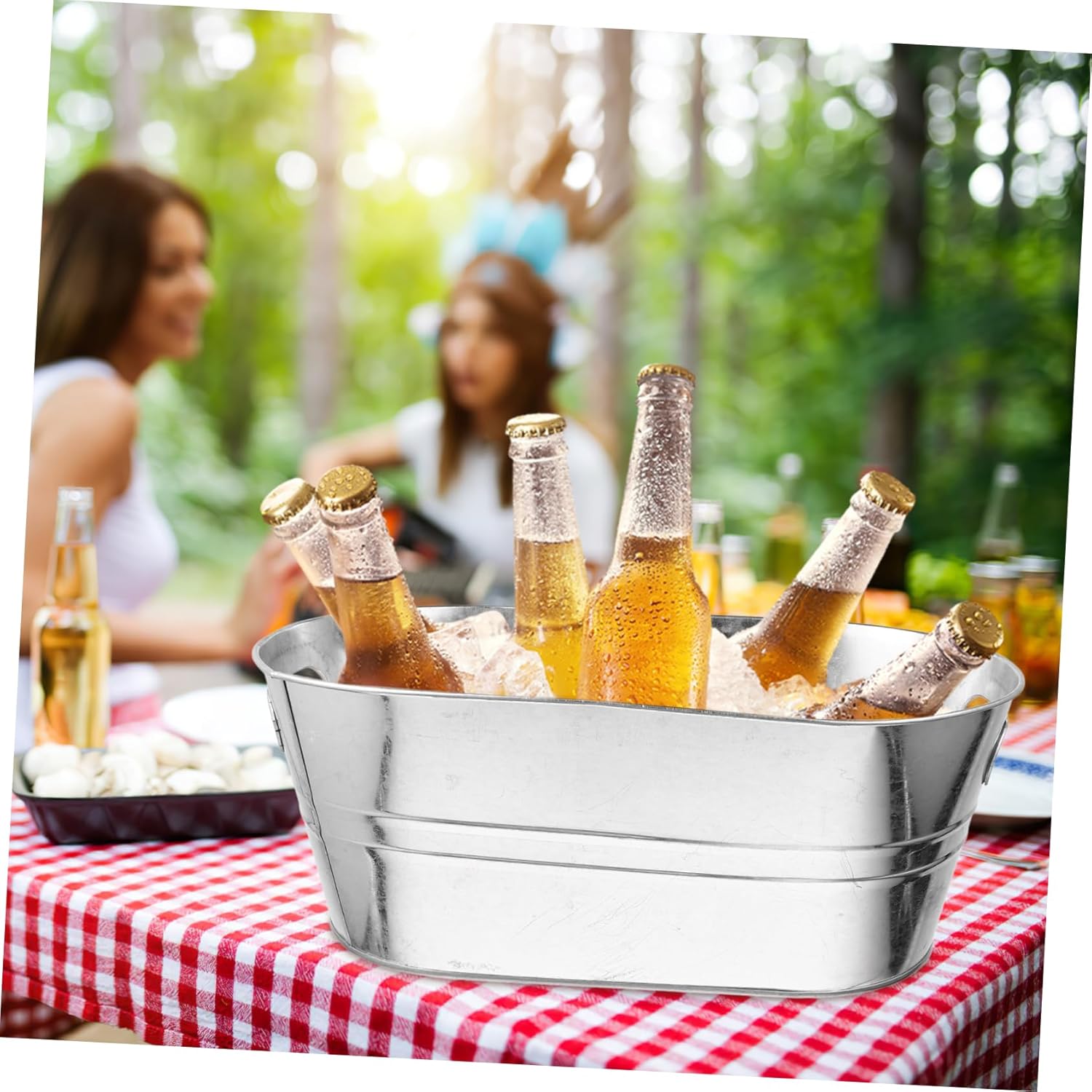 PRETYZOOM Metal Beer Ice Bucket Stainless Ice Cubes Container Party Beverage Bucket Iron Drink Tub for Outdoor Events