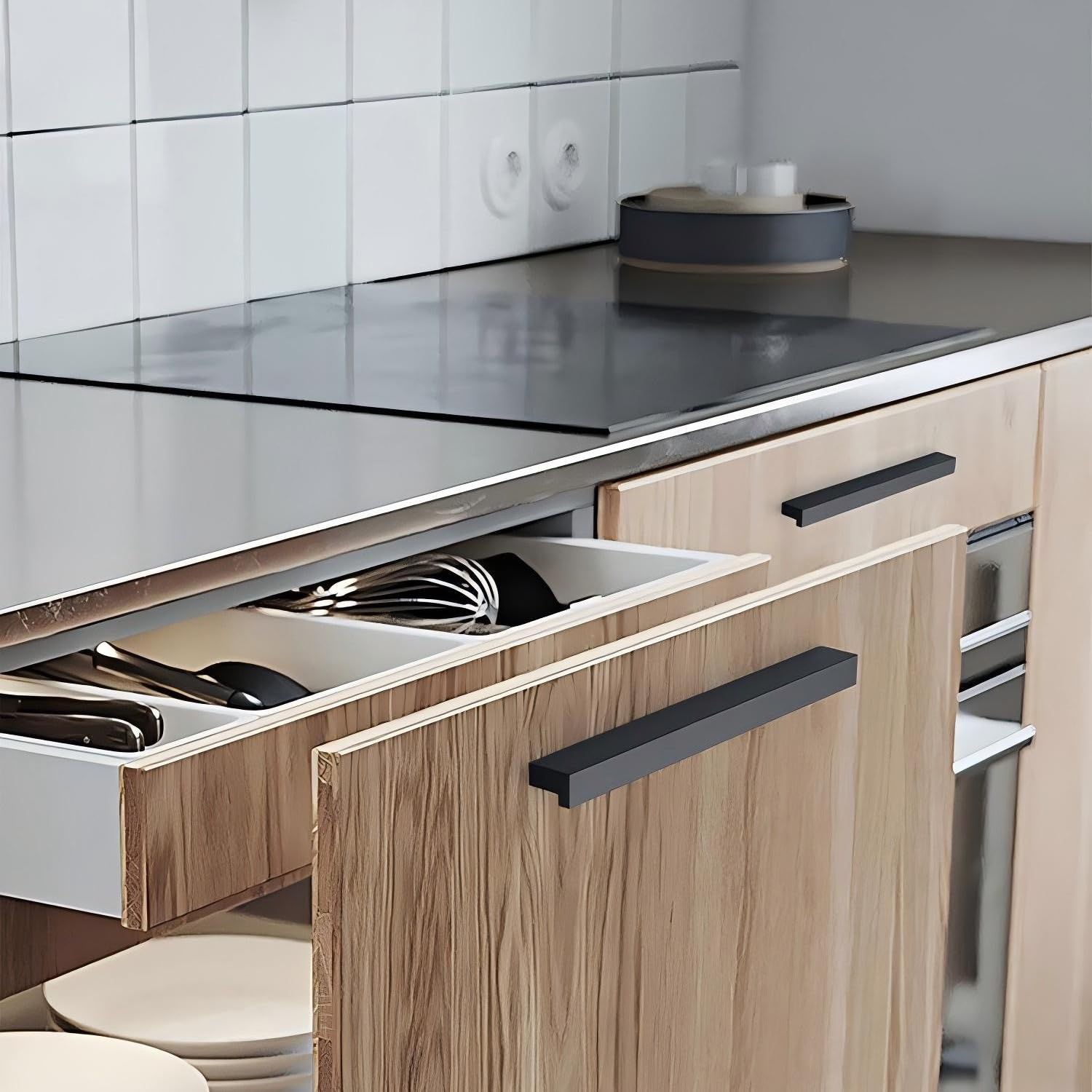 Qrity 10x Gabinete Manija de la Puerta de Aluminio Armarios Armarios Tirón de la Manija Conjunto Hogar Muebles de Cocina Hardware Perillas (160mm)